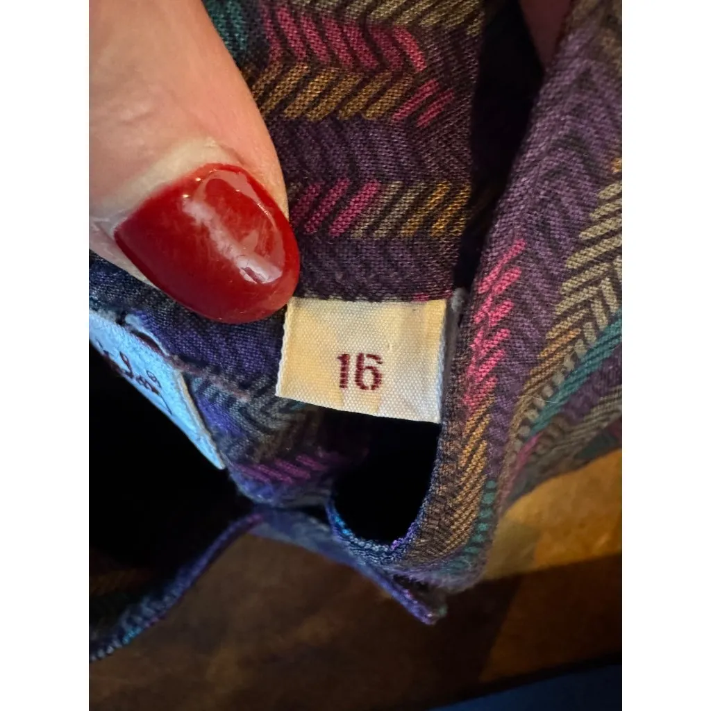 Diane Von Furstenberg‎ Shirt Women 16 Purple Paisley Retro Vintage Button Down - Image 10