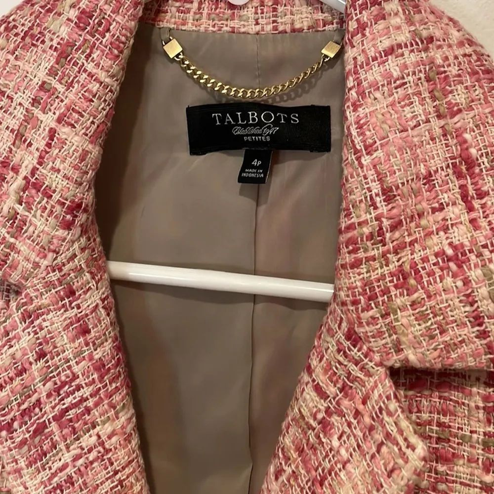 Talbots pink tweed wool blazer size 4P - Image 4
