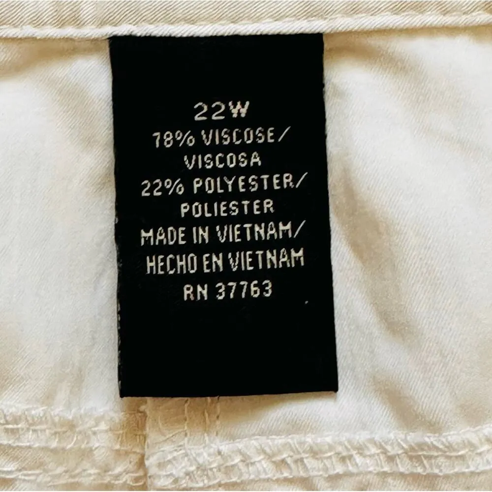 Rafaella Studio Capri Pants Cream Lightweight Pockets Cargo Plus Size 22W NEW - Image 10