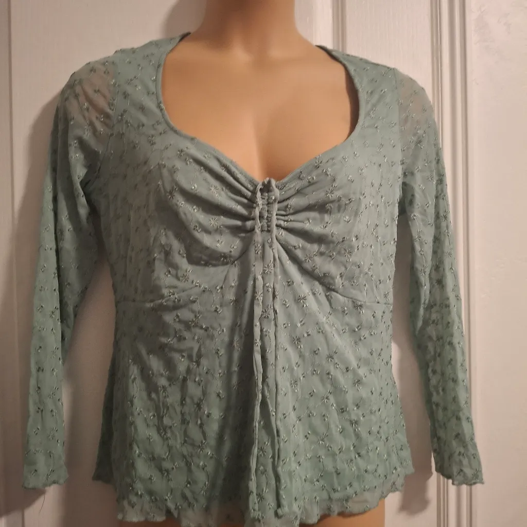 Torrid Sz 00 Green Floral Long Sleeve Top - Image 5