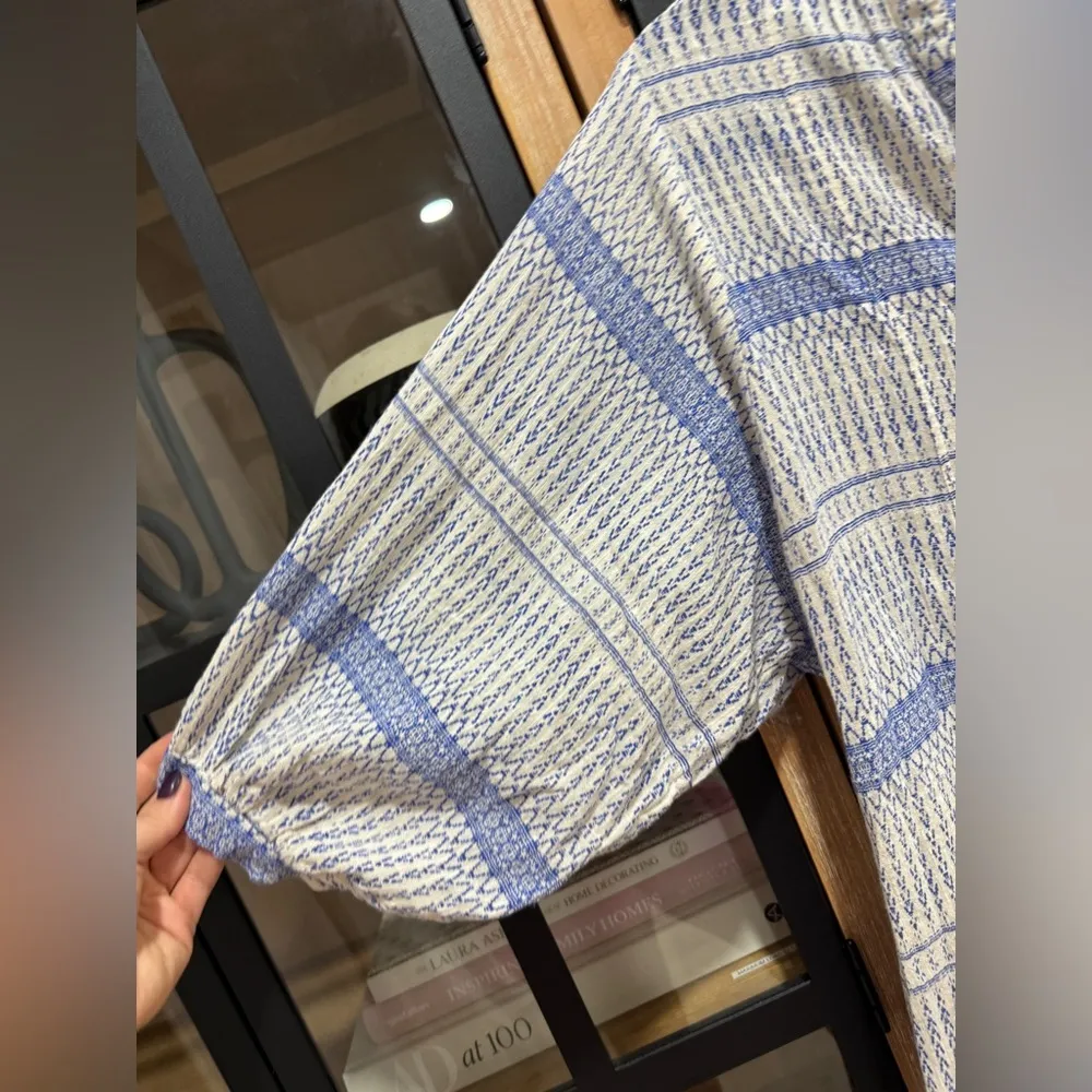 Anthropologie Maeve Yarn Dyed Lena Tunic Top 3/4 long balloon Sleeves Oversized - Image 9