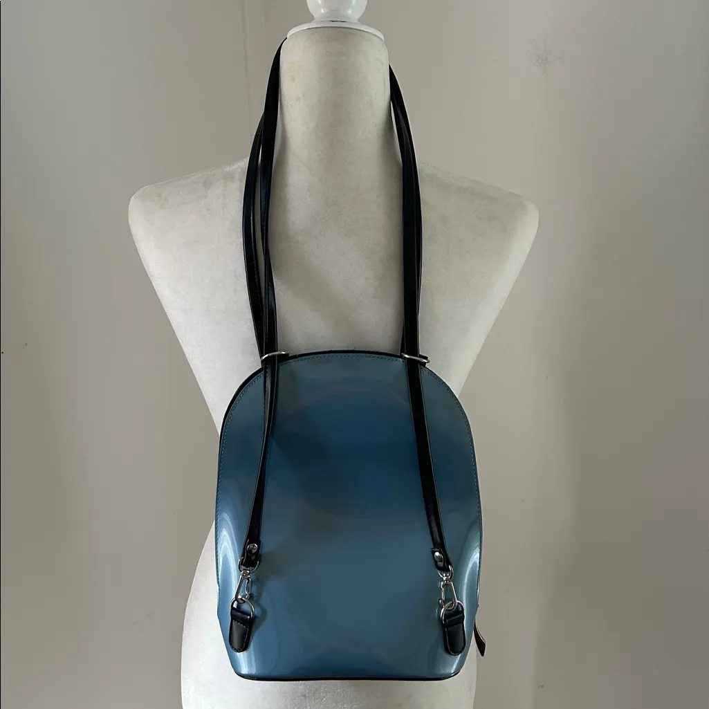 Beijo Pearlized Blue/Black Back Pack Style Purse Blue - Image 7