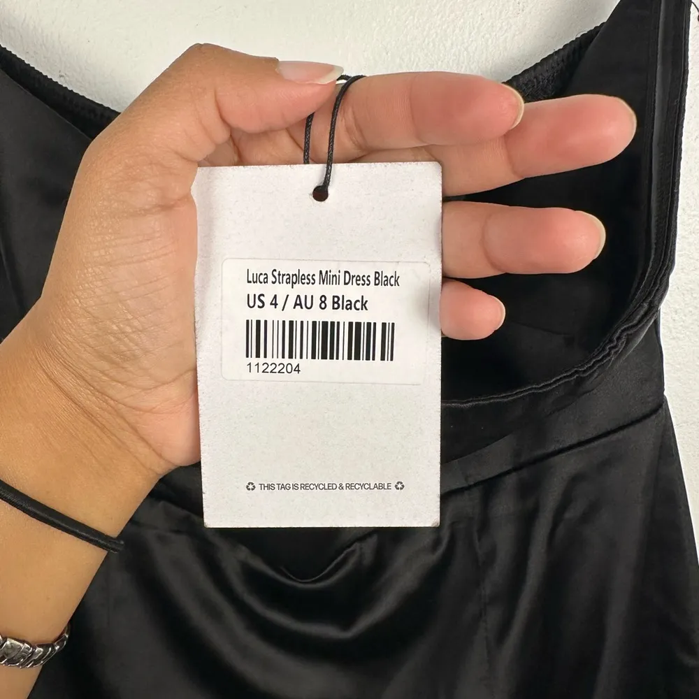 Princess Polly Satin Black LUCA STRAPLESS MINI DRESS Women’s Sz 4 - Image 5