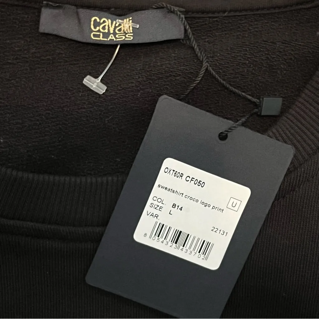 Cavalli Class Cavalli graphic croc Sweatshirt, black unisex size L women’s Size L - Image 2