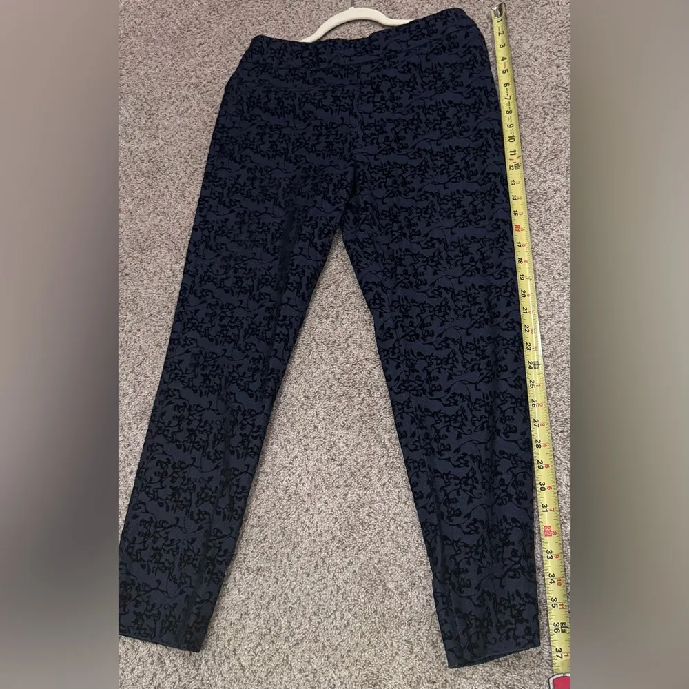 Burnout Velvet Goth Dark Fall Navy Black Flocked Floral Pants Size 8 Renuar Blue - Image 6