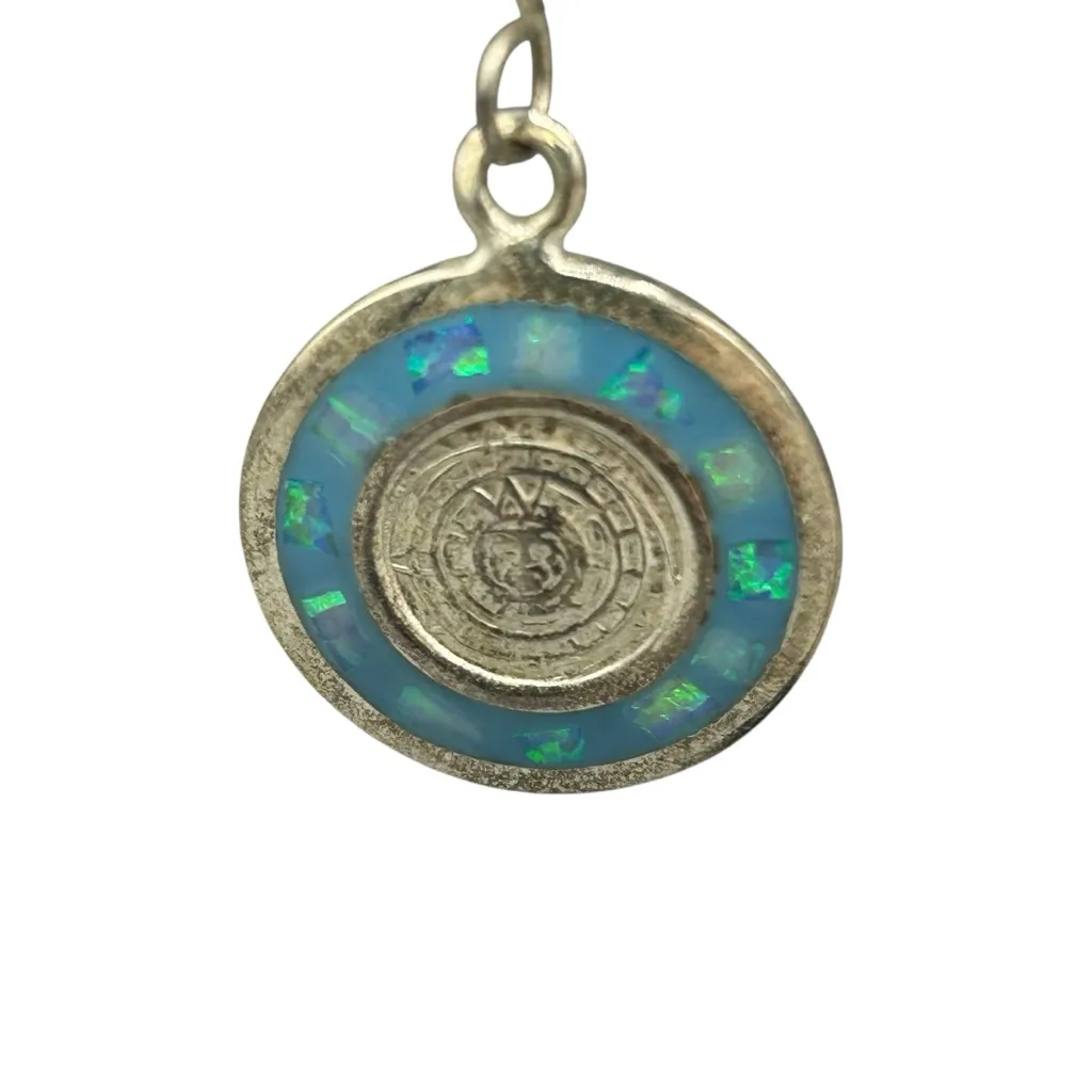 Sterling Silver Blue Opal Inlay Dangle Earrings - Image 4