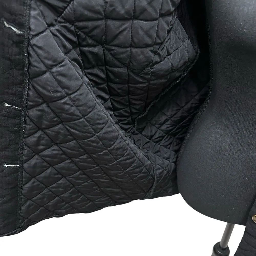 Elan  Quilted Jacket‎ Women's Size Medium Black Pockets Button Up - Image 6