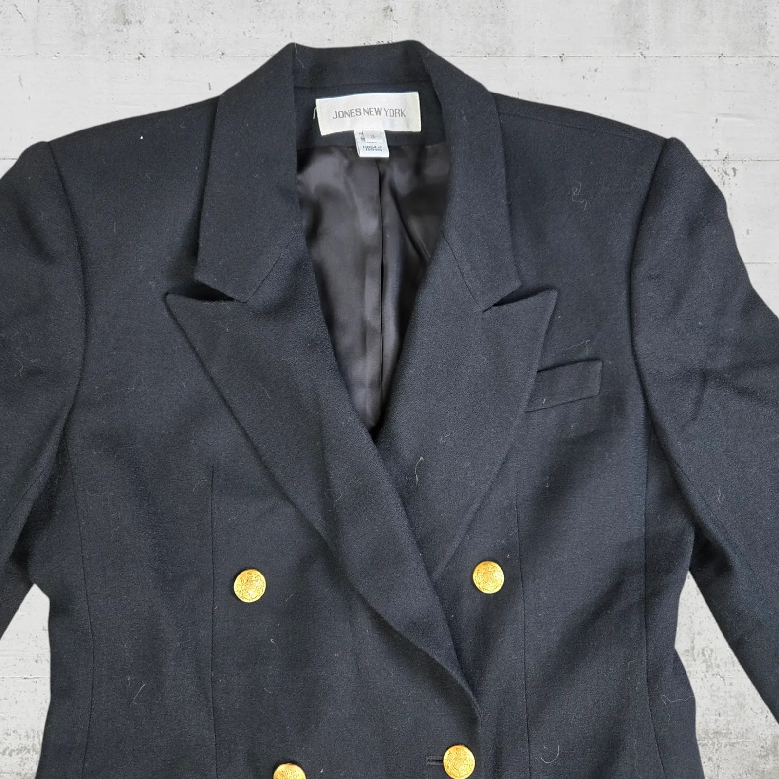 Vintage 1980s Black Military Double Breasted Gold Button Blazer USA Size 8 NWT - Image 3