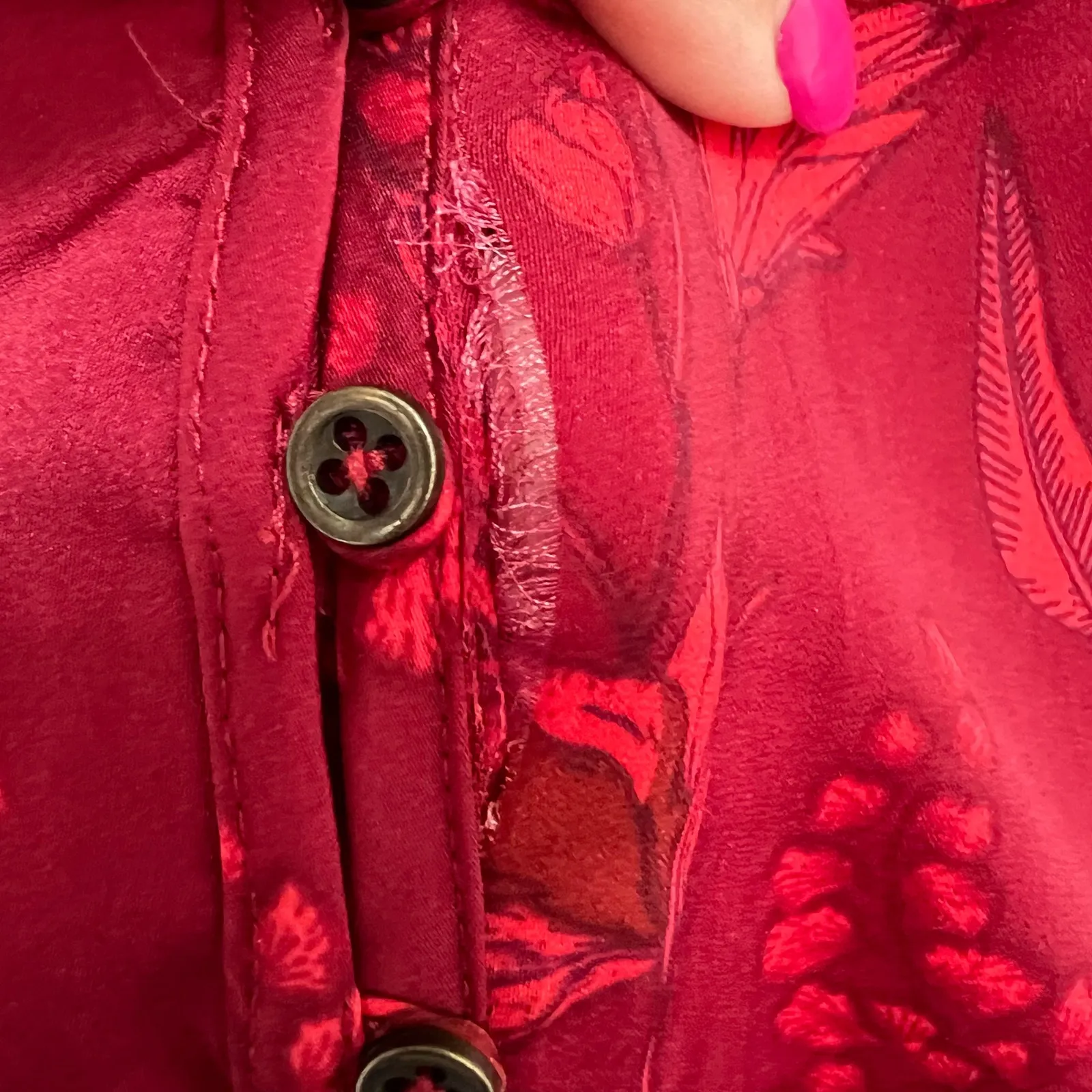 Mason & Belle Kara Peplum Blouse Red Floral Smocked Long Sleeve L NWT Indie Boho - Image 9