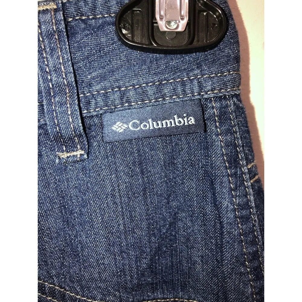 ColumbIE Blue Denim Zip Pockets Front Fly Short Sport Jeans Skirt Size M A4 - Image 3