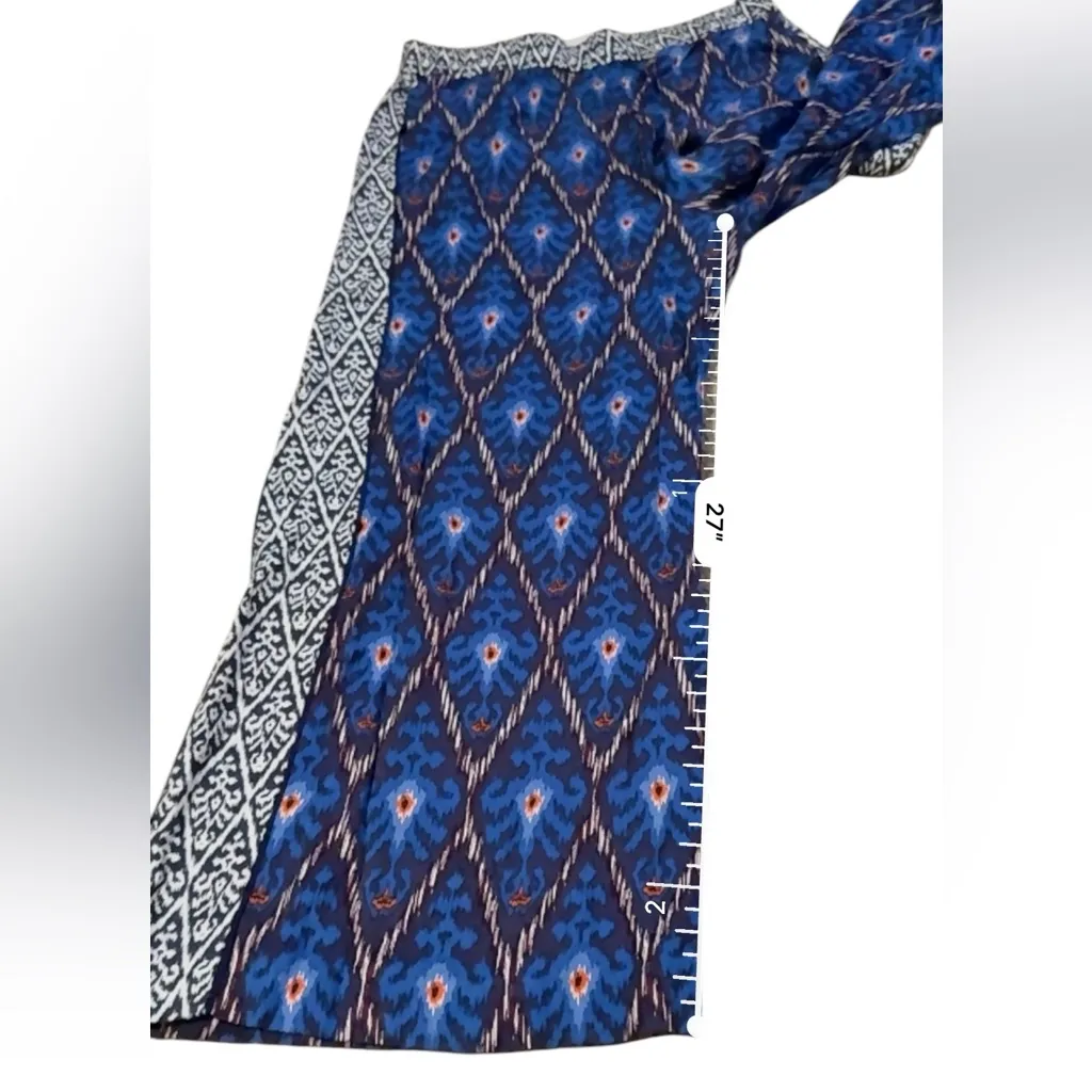 Anthropologie Value Blue‎ Aztec Printed Wide Leg Pull On Pants Sz M - Image 15