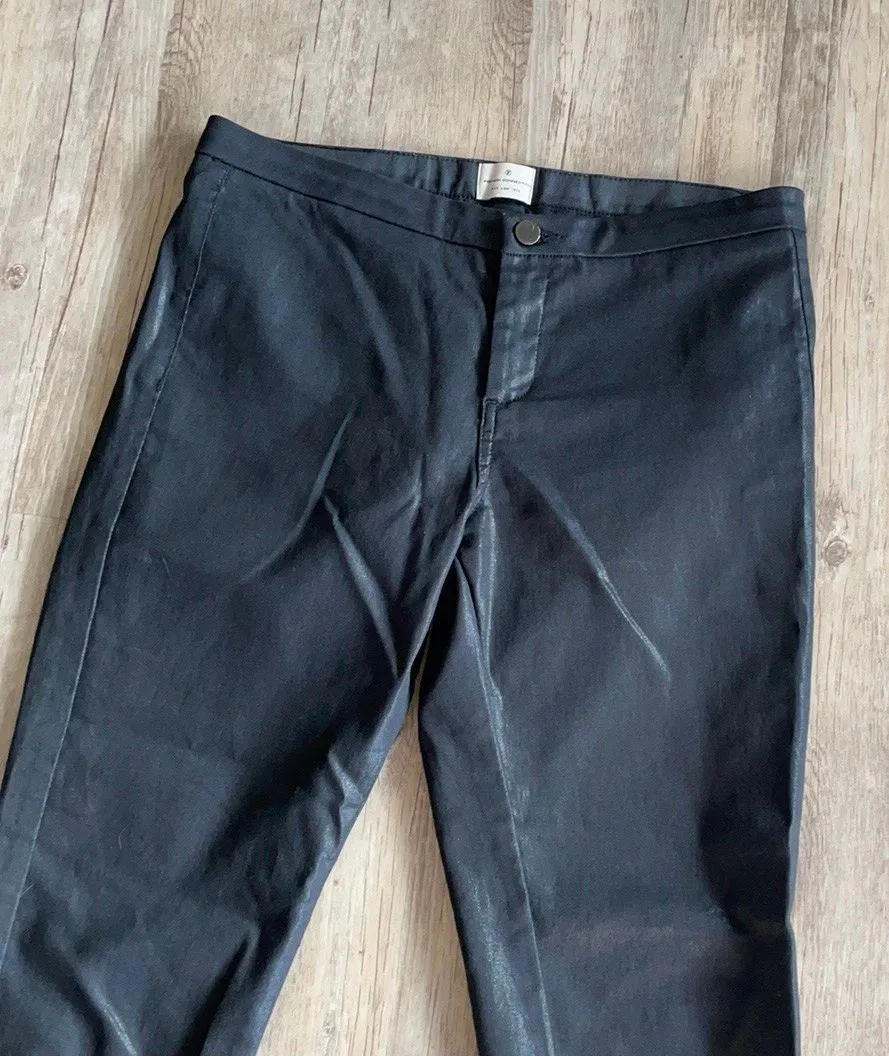 French Connection Black Faux Leather Coated Shiny Skinny Pants - Image 2
