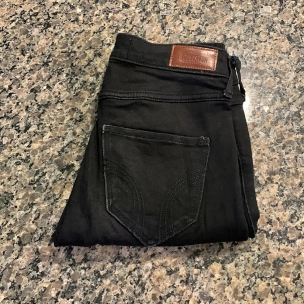Hollister Black Denim Jeans Mid Rise Super Skinny Classic Stretch Size 1L EUC - Image 11