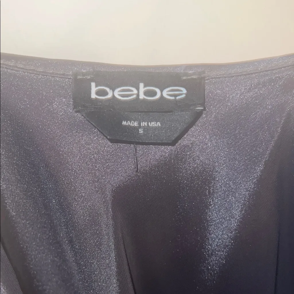 bebe Elegant Gray Satin Slip Dress - Image 3