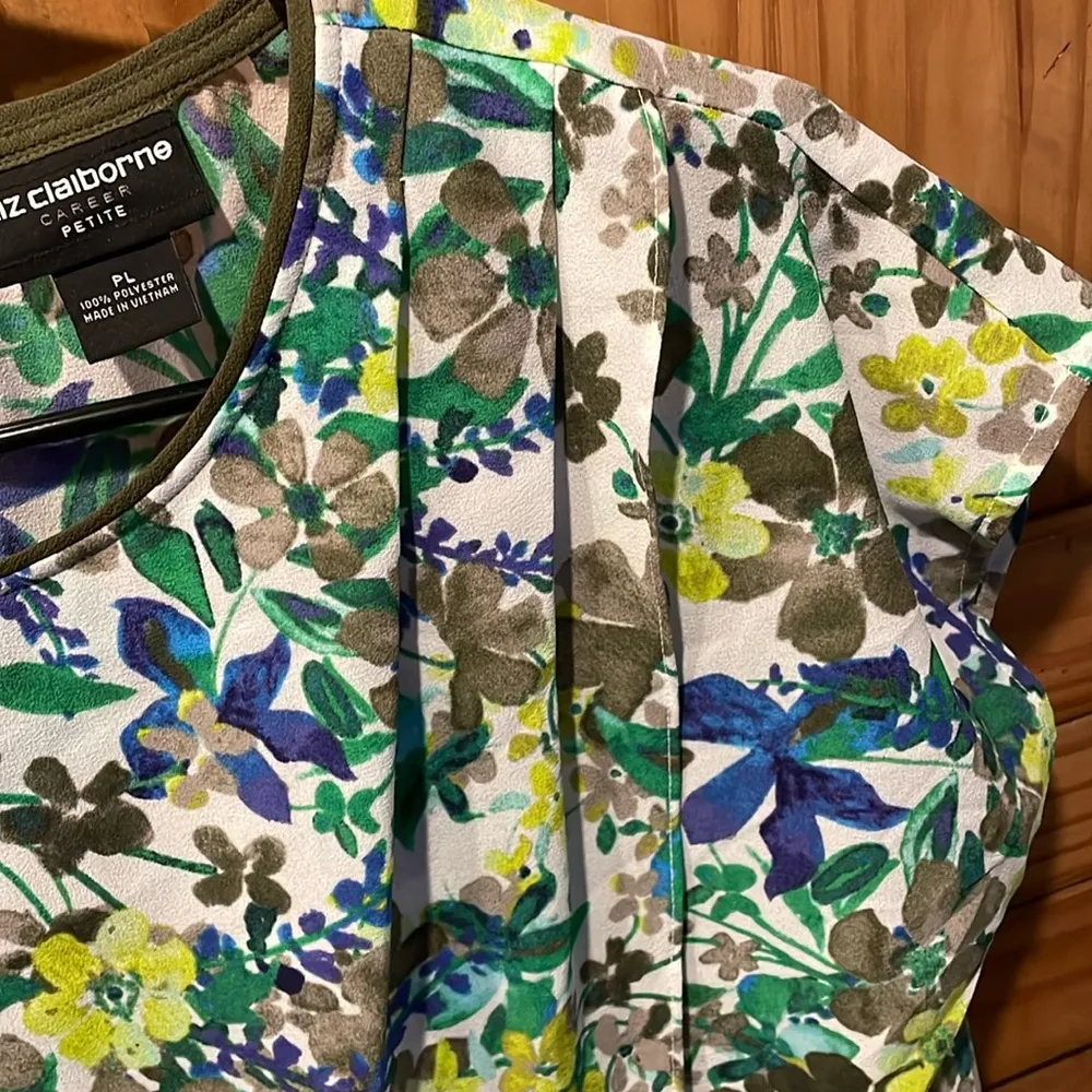 LIZ CLAIBORNE CAREER PETITE Floral Design Tank Blouse Size Petite Large (PL) - Image 3