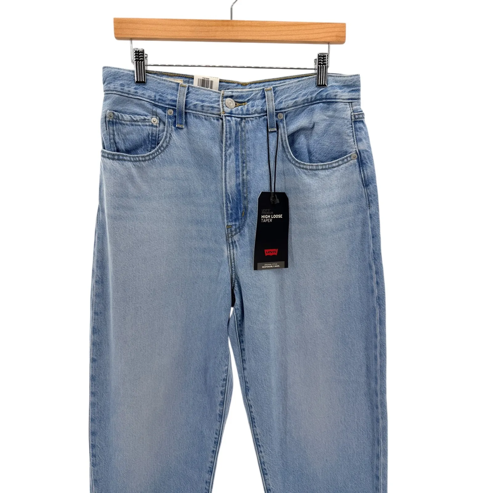 Levi's High Loose Taper Jeans W30 L29 NWT Light Wash Sustainable Denim Relaxed - Image 9