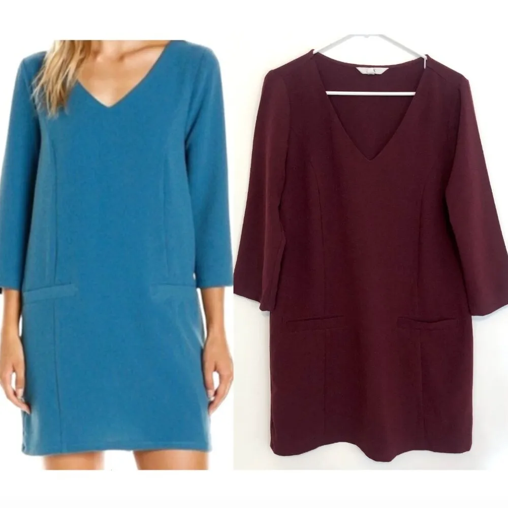 JACK BY BB DAKOTA Andra Dress Burgundy Maroon Red V-Neck 3/4 Sleeve Work Fall M - Image 2