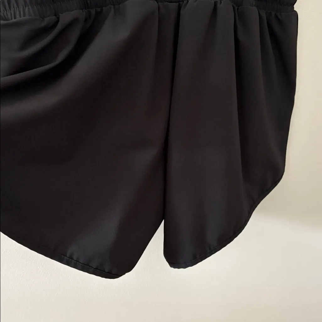 ALBION FIT  Ruffle Sleeve Romper Drawstring Waist Wrinkle Free Black Size M - Image 9