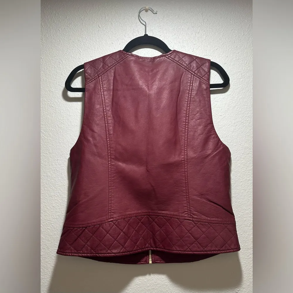 Calvin Klein faux leather vest in burgundy, women’s size medium. - Image 2