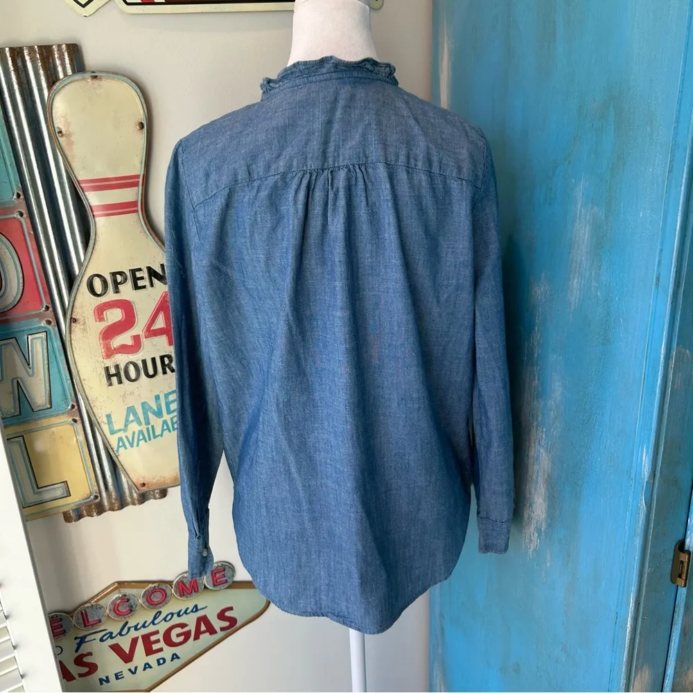 J. Crew Mercantile Chambray Popover Blouse - Image 2