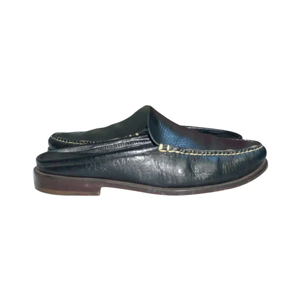 Vintage Cole Hann Black Leather Slip On Penny Loafer Mules - Image 2