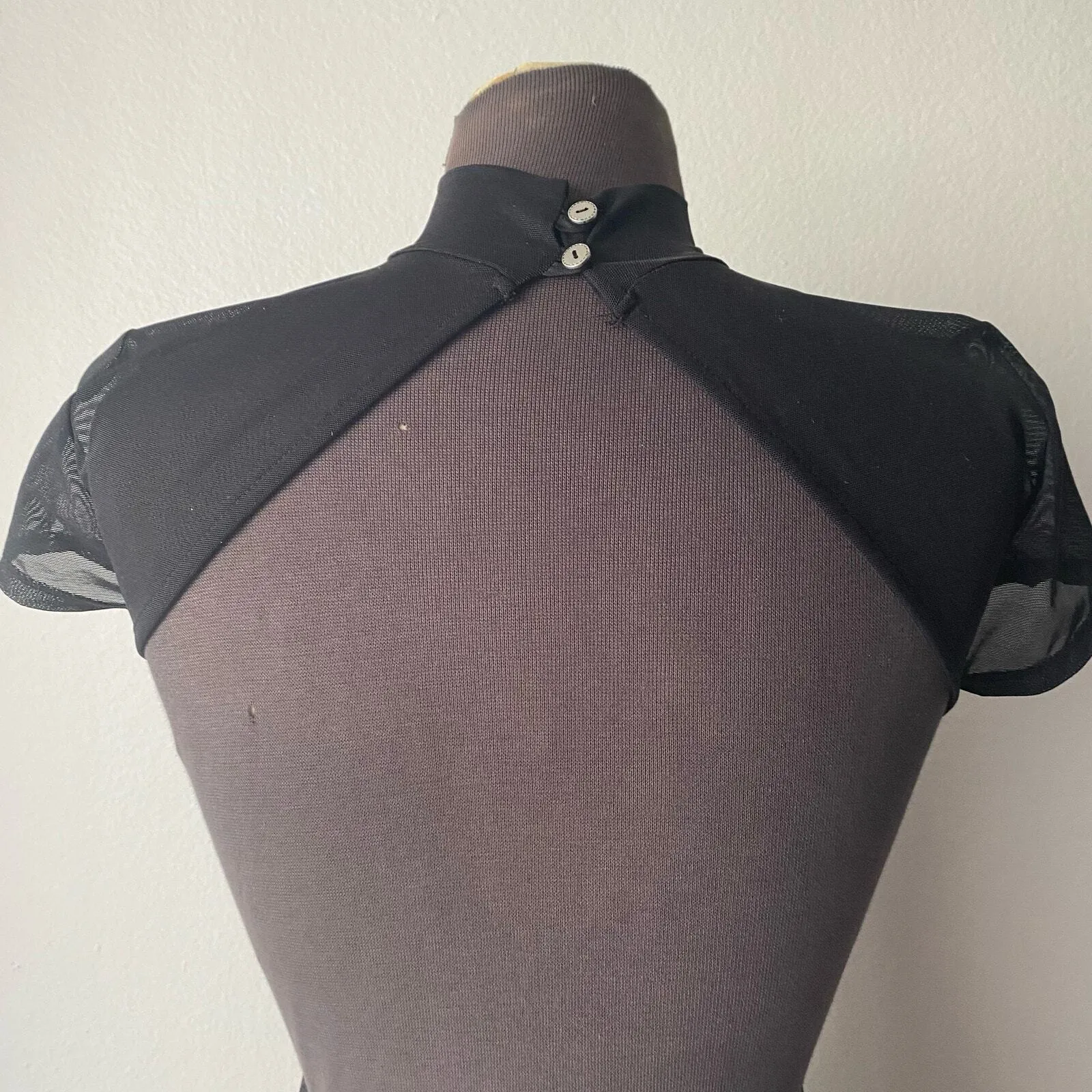 Lucy in the Sky Black Mesh Sheer Turtleneck Bodycon Mini Dress sz S Whimsigoth - Image 4