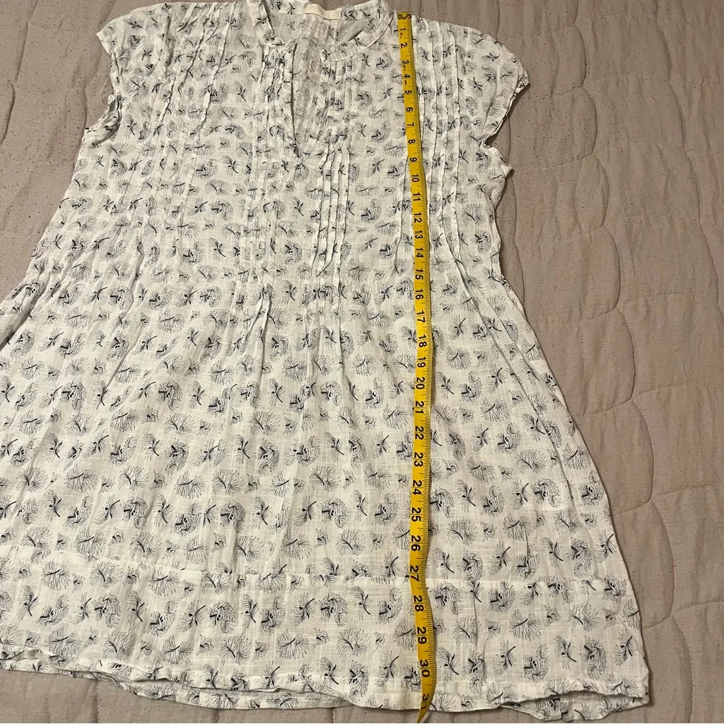 CP Shades White & Blue Floral 100% Cotton Cap Sleeve Lightweight Tunic Dress - Image 6