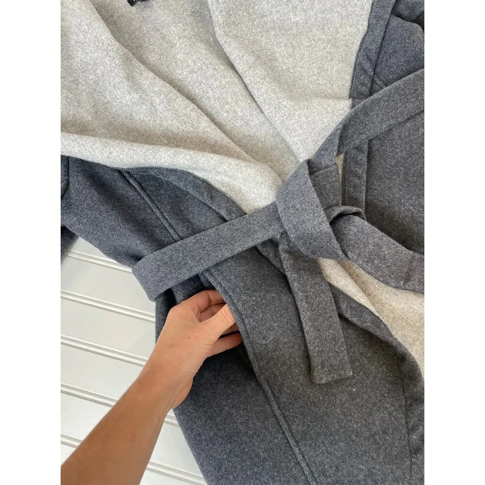 H BY HALSTON Dark Grey Shawl Wool Blend Coat Outdoors Wool Gorpcore Size 12 - Image 7