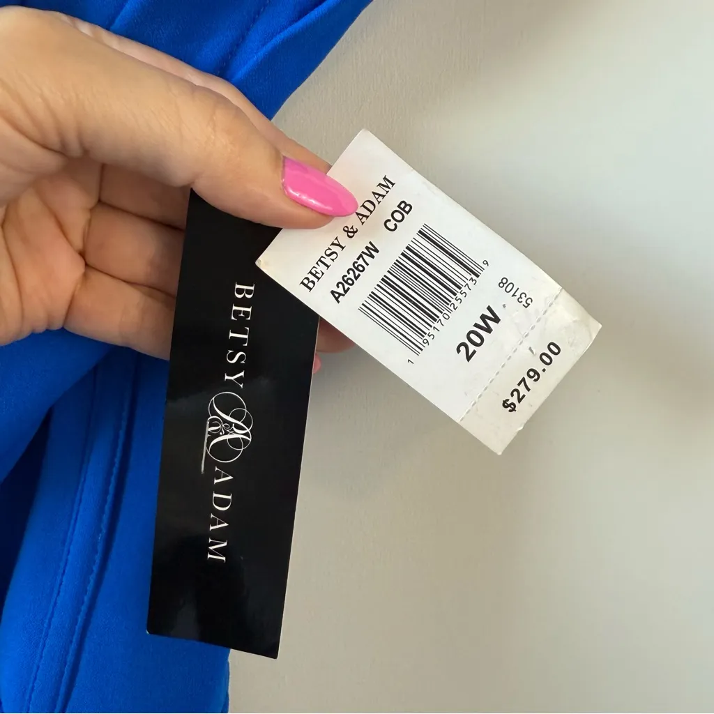 Betsy & Adam Cold Shoulder Corset Bodice Gown Cobalt Blue 20W - Image 6