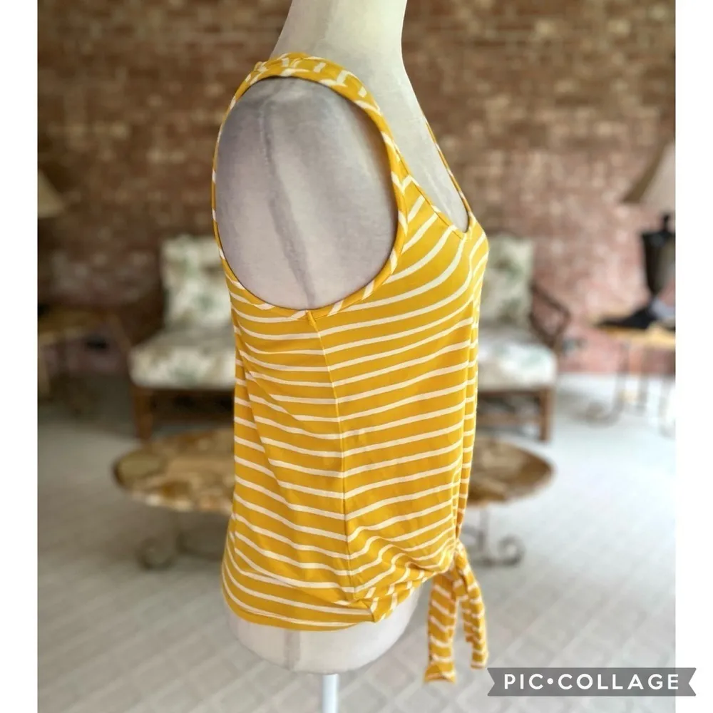 NWT Maison Jules Tank Top Yellow Striped Tie Hem M Casual Party Lunch nautical - Image 10
