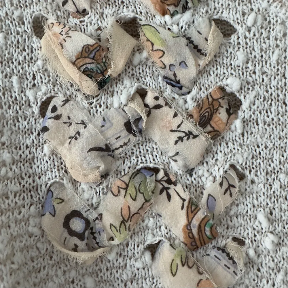 Anthropologie Akemi + Kin Cream Gray White Ribbon Embellished Knit Sweater Top - Image 10