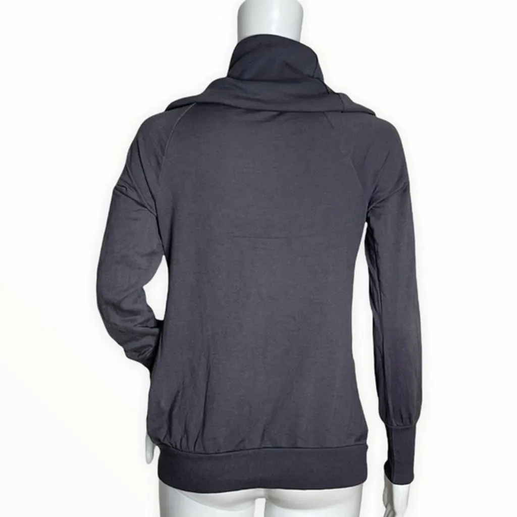 Splendid Sweatshirt Women XSmall Cowl Neck Gray Long Sleeve Pocket Supima Cotton - Image 3