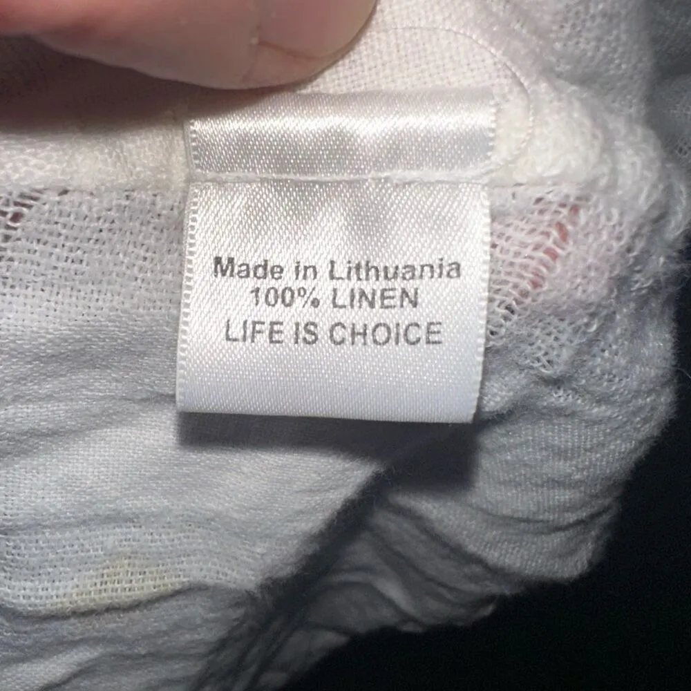 Flax checked v-neck M flowy cottagecore linen tunic - Image 4