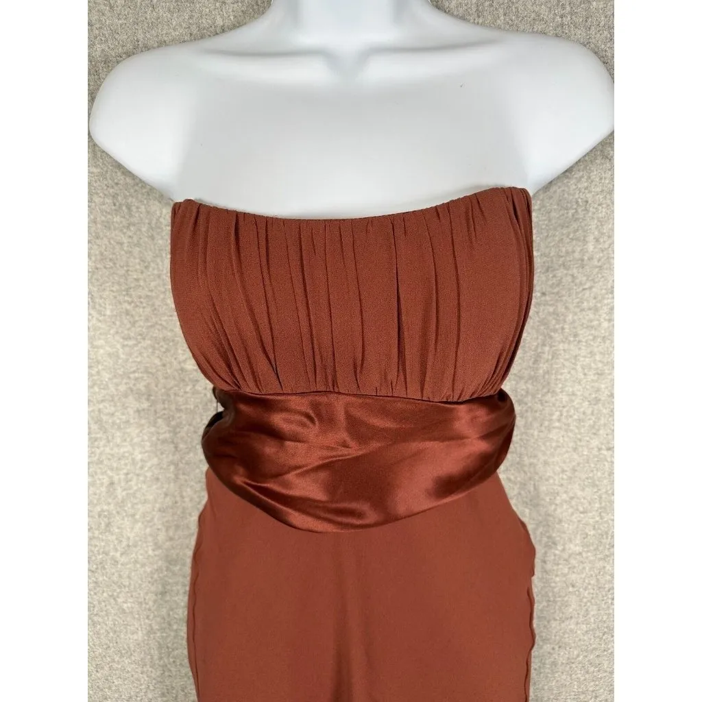 NWT Vintage 90s Y2K Nicole Miller Womens Dress Size 8 Silk Brown Prom Cocktail - Image 2