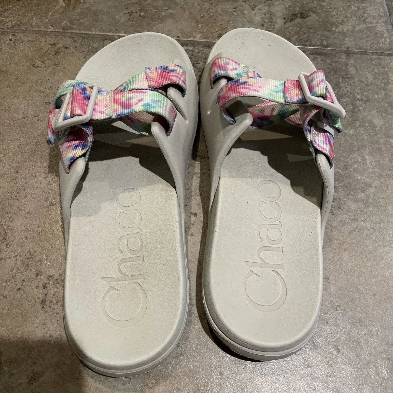 Chaco Women's Chillos Sandal Slide Light Tie Dye Size 9 Adjustable Strap - Image 7