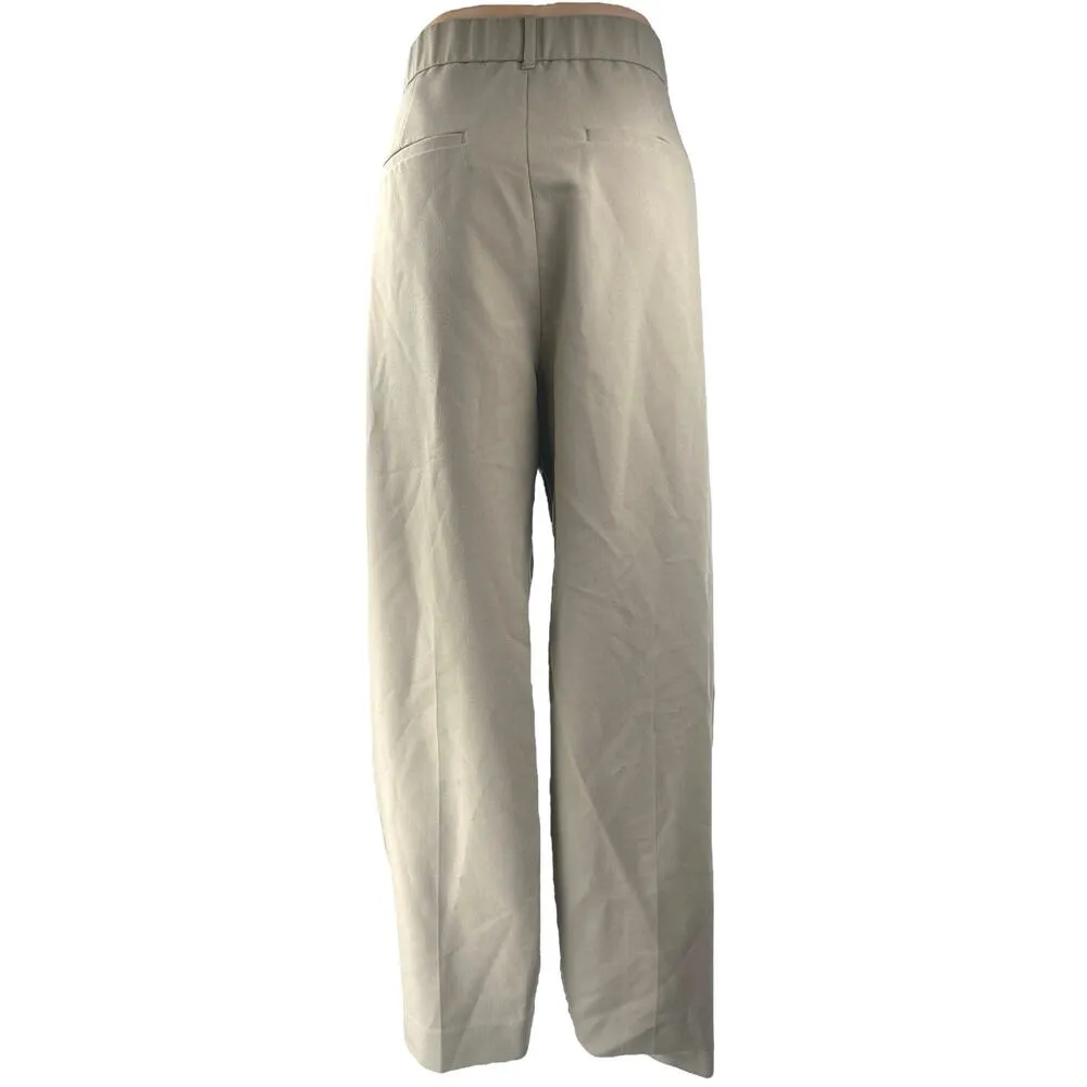 Abercrombie & Fitch Cream White High Waisted Wide Leg Trousers Dress Pants Sz 33 - Image 3