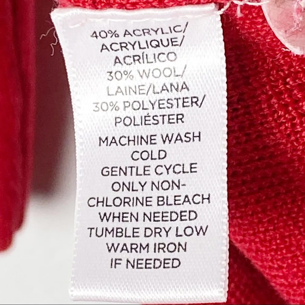 LOFT Red 3/4 Sleeve Wool Blend Double Front Pockets Exposed Half Back Zip Top XS - Image 4