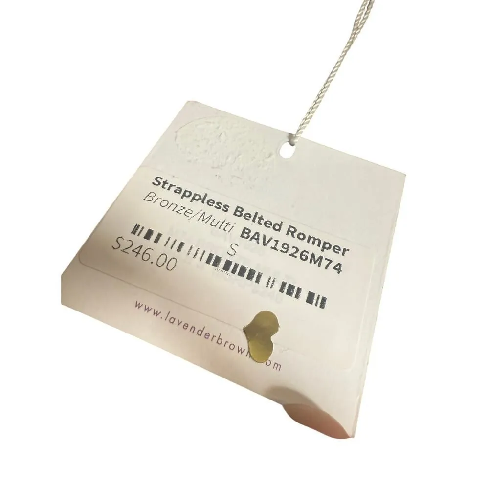 NWT Lavender Brown Strapless Belted Romper – Bronze, Women’s Size S - Image 3