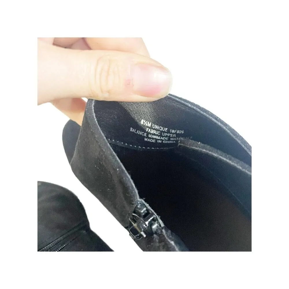 Black Suede Wedge Ankle Boots with Zipper Women's Size 8.5 Fall - Image 8
