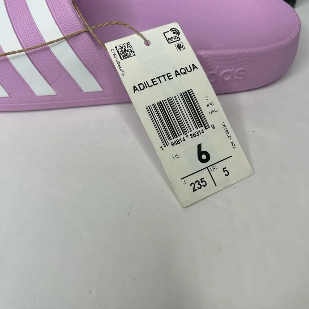 Adidas adilette aqua Slides 6 Lavender and White - Image 3