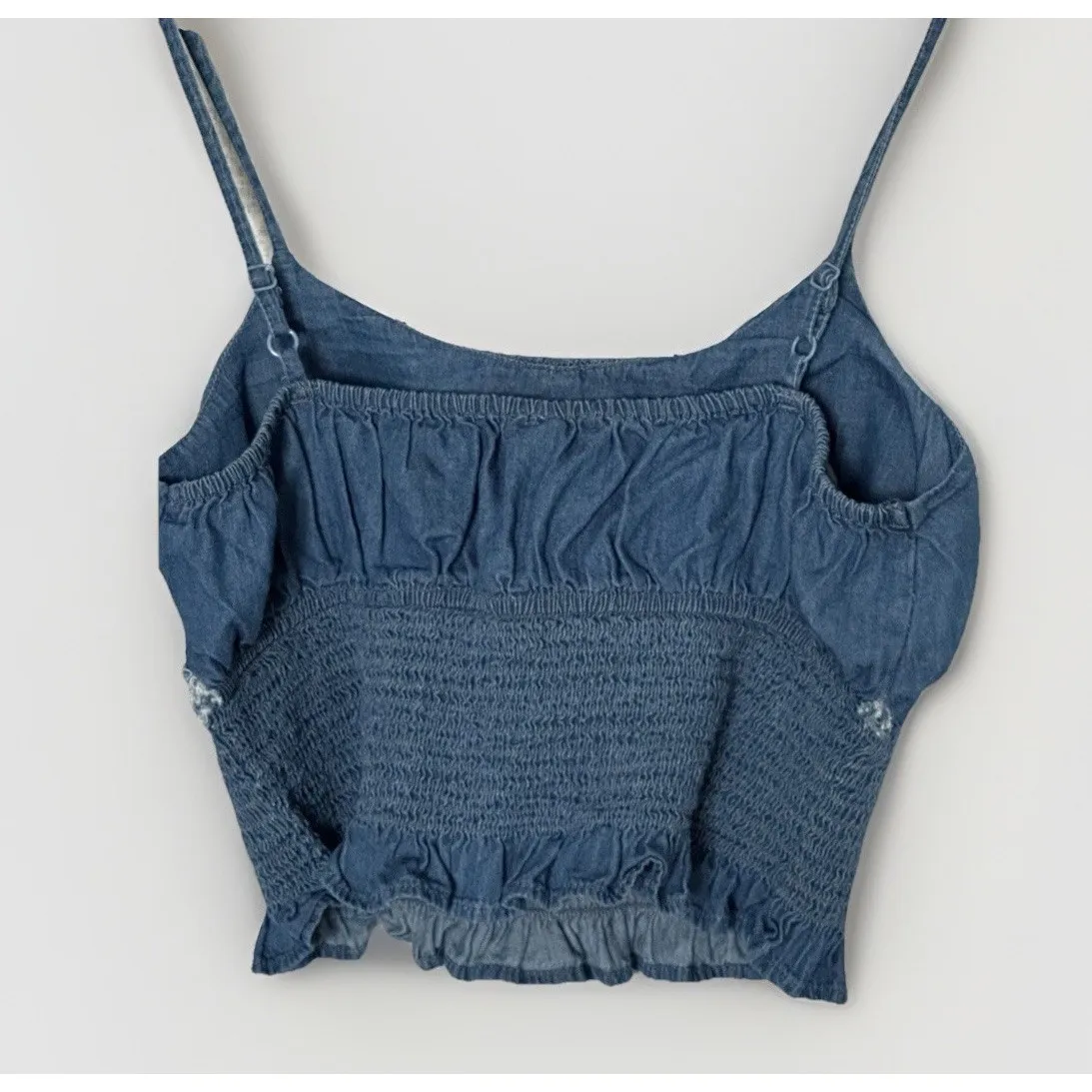 Derek Heart Women's Denim Jean Sweetheart Neck Camisole Top Large‎ Flawed - Image 5