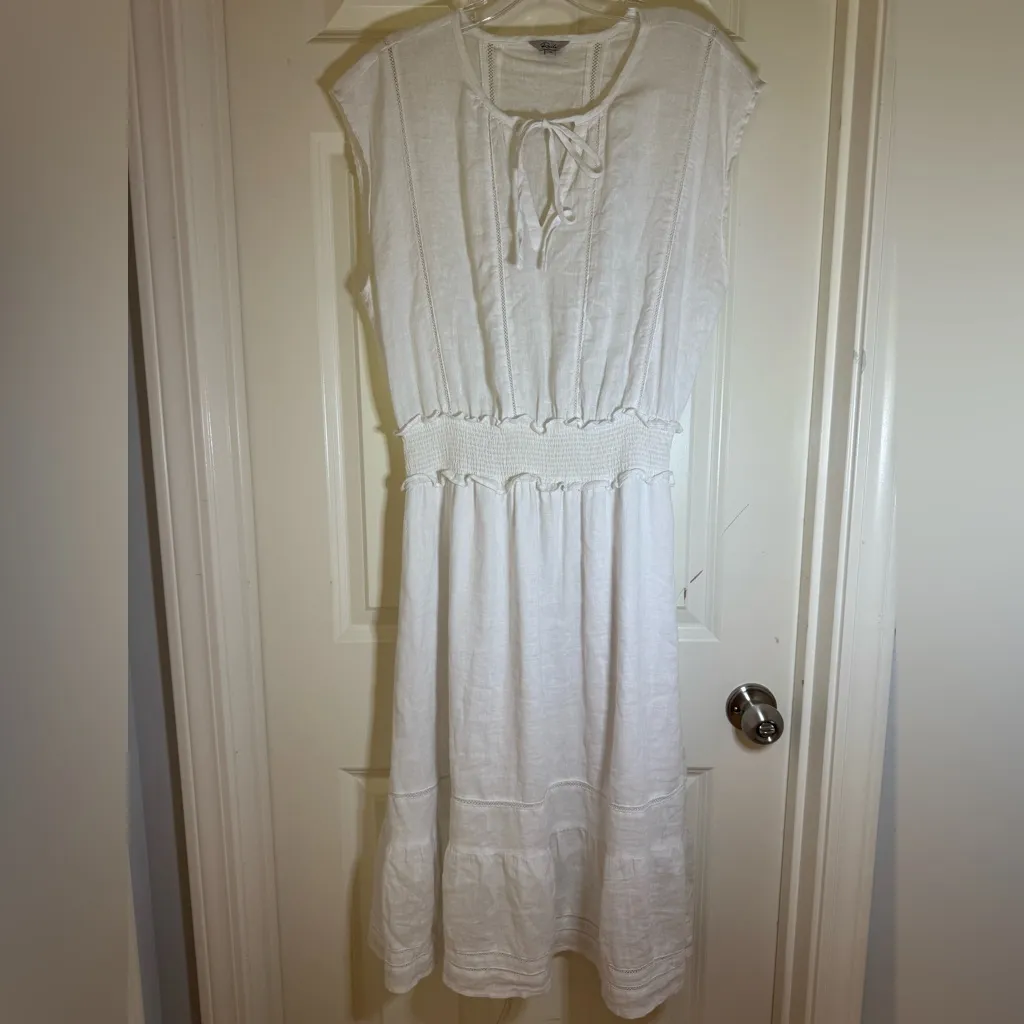 Rails Ashlyn Stripe Linen Blend‎ Midi Dress, Medium, White - Image 3