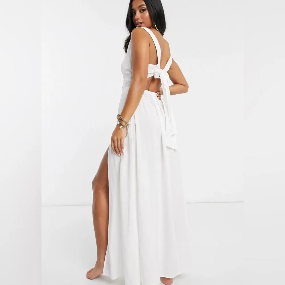 NWT ASOS DESIGN tie back cross front beach maxi dress with front cut out detail - Image 2