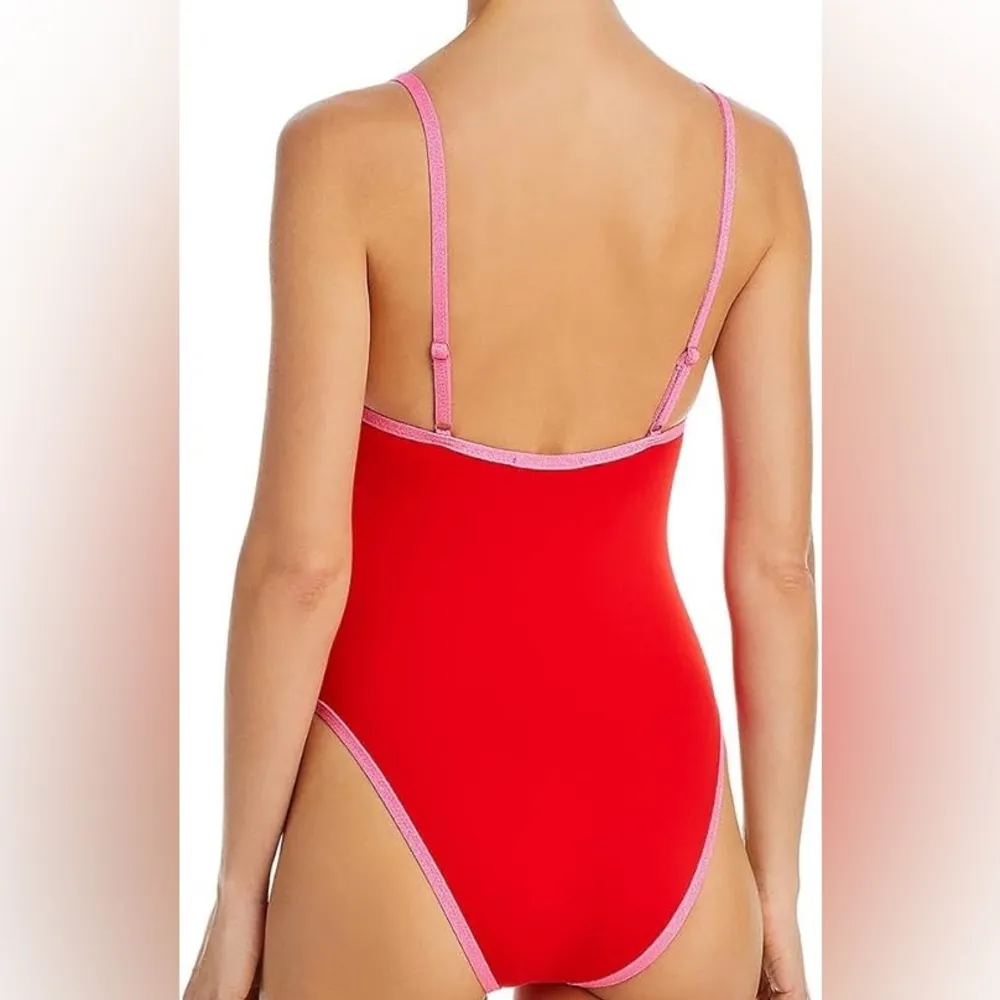 NWT  Metallic Square Neck One-Piece Swimsuit - Image 2