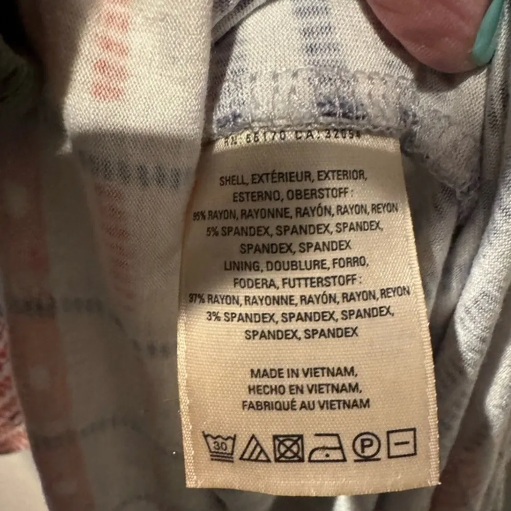 Anthropologie Maeve Tank Tiered Dress V-Neck, Fit & Flow, Orange Blue Size Large - Image 6