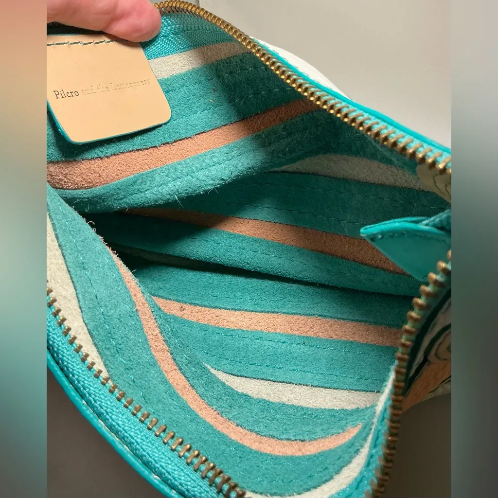 Rare Pilcro and the Letterpress Vintage Anthropologie stripe leather wristlet - Image 4