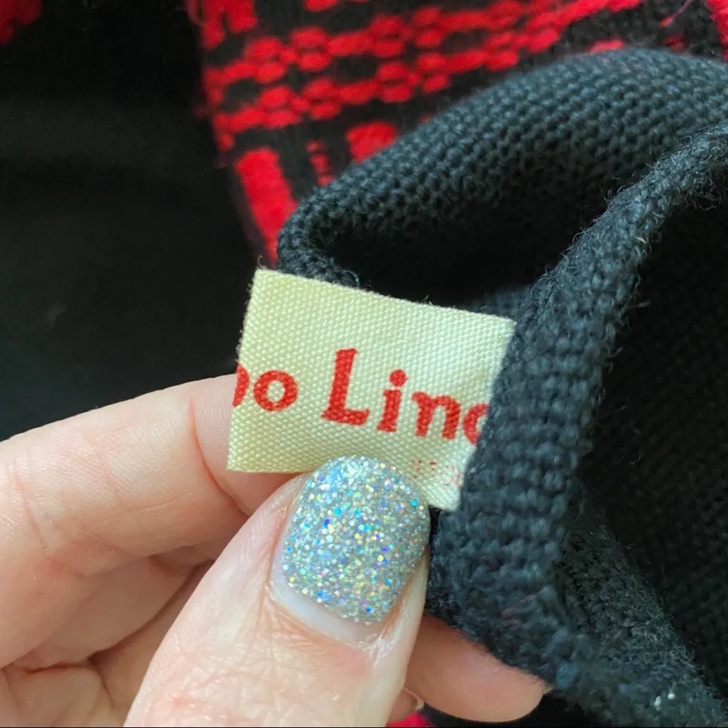 Blanket Poncho Knit Southwestern Boho Style Black and Red Fringe OS Size undefined - Image 6