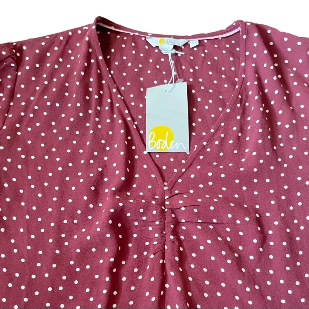 BODEN Polka Dot Print Short Sleeves Shirt Women’s Size Size 12R A10 Red - Image 3
