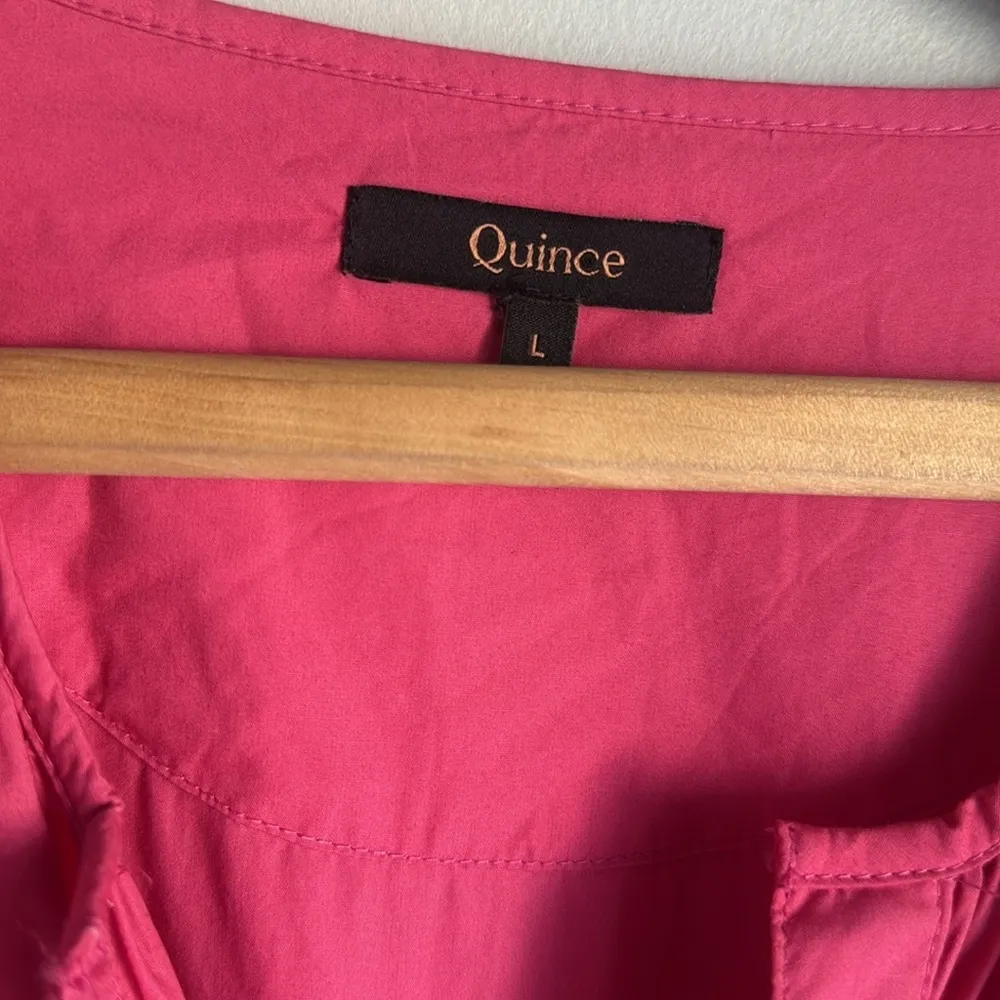 Quince 100% Organic Cotton Poplin Tiered Maxi Dress in Lipstick Pink Large - Image 6