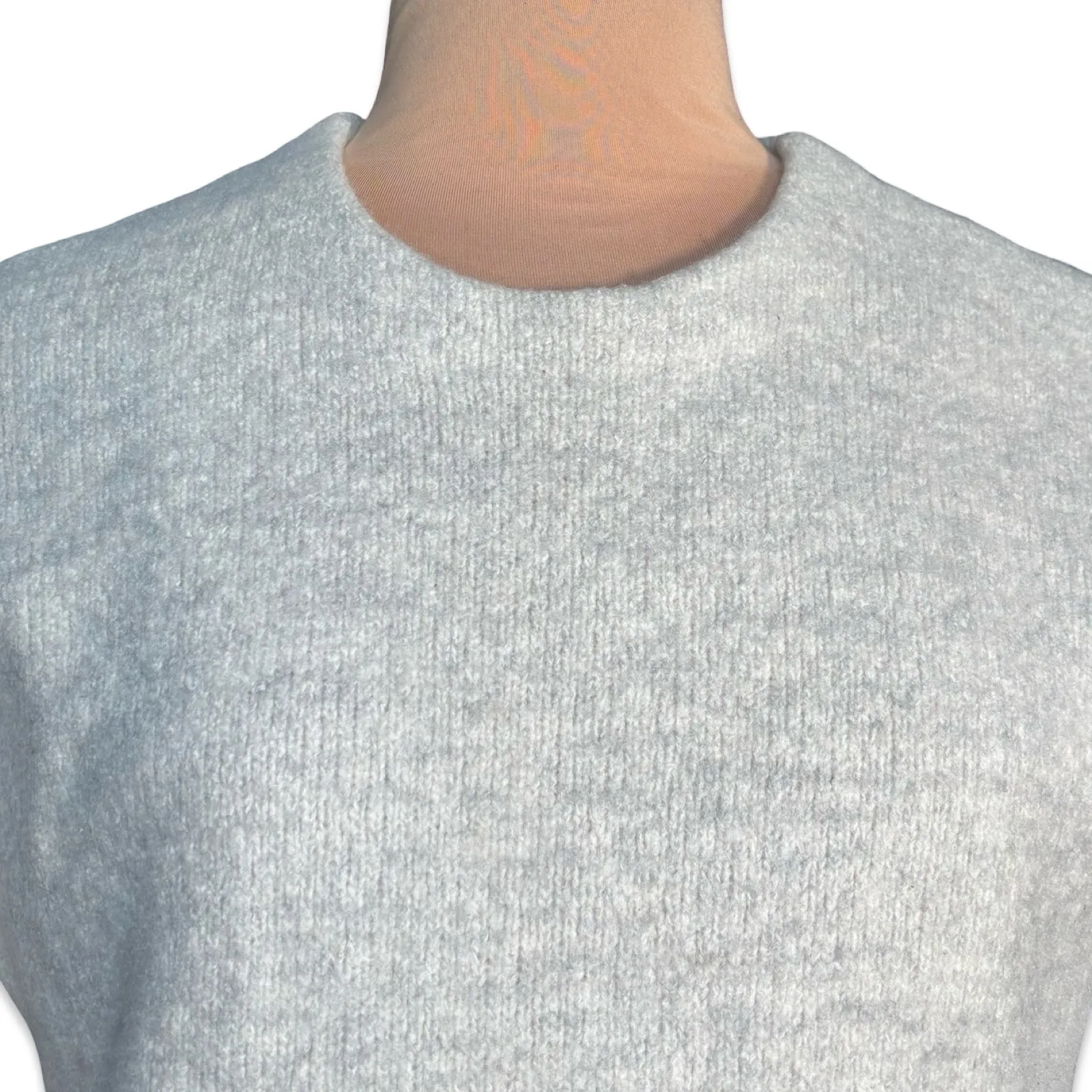 Steven Alan Cream Gray Cashmere Blend Crewneck Sweater Side Slit Large Neutral - Image 2